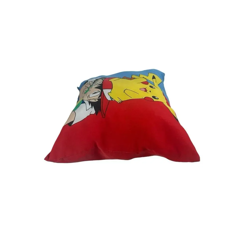 Vintage 1998 Pokemon Square Throw Pillow Eevee Poliwhirl Snorlax Pikachu Ash